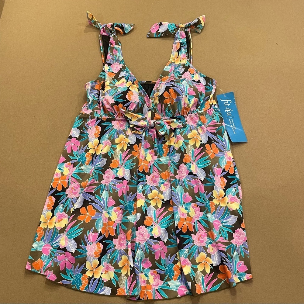 Fit 4 U Floral Swim Dress (Fit 4 Ur Thighs) Size 20W New With Tag
